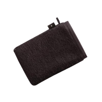 antraciet washandje met zwart label vossen eraan