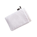 wit washandje met zwarte lus en zwart label met merk Vossen logo