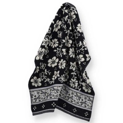 textiel keukendoek zwart met libellen en vlinders