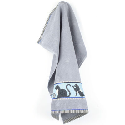 keukentextiel met katten grijs