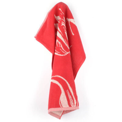 rode keukendoek met tulpen