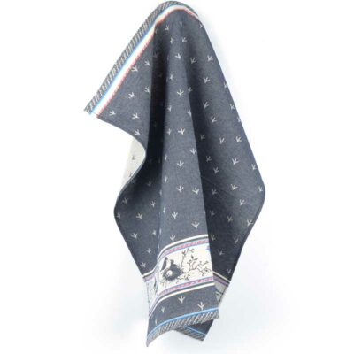 blauwe theedoek met vogeltjes