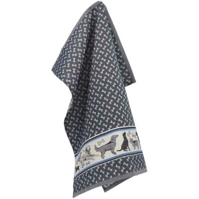 theedoek donkerblauw met hondjes