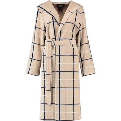 cawo dames badjas met beige ruit