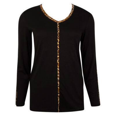 shirt lange mouw en ronde hals met dierenprint detail