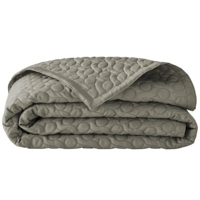 bedsprei 260x280 in kleur kaki met rondingen als motief