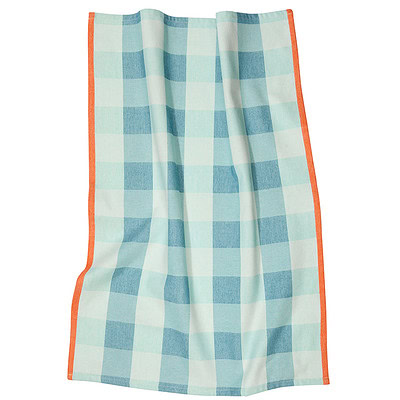 ruit theedoek blauw met oranje