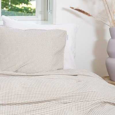 beige/ taupe geruit dekbedovertrek