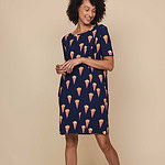 Fries Navy T-Shirt Dress Dames